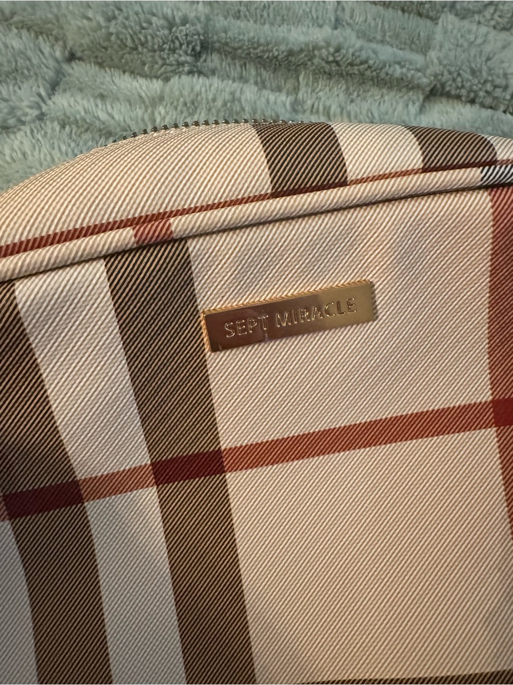 <Sept Miracle> Plaid Crossbody Bag in Beige and Brown - Designer Style - Picture 6 of 8